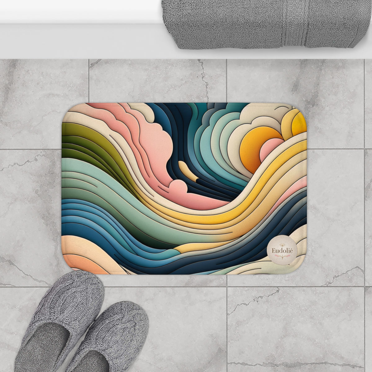 Colorful Waves Bath Mat