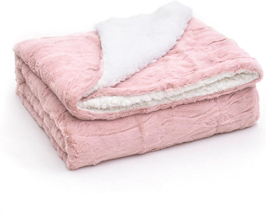Dusty Pink Faux Fur Throw Blanket