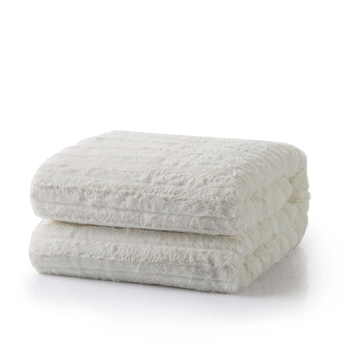 Ivory Faux Fur Sherpa Throw Blanket