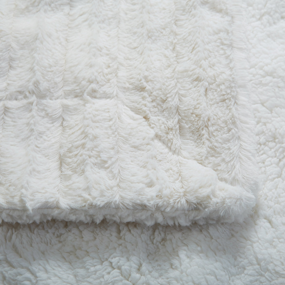 Ivory Faux Fur Sherpa Throw Blanket