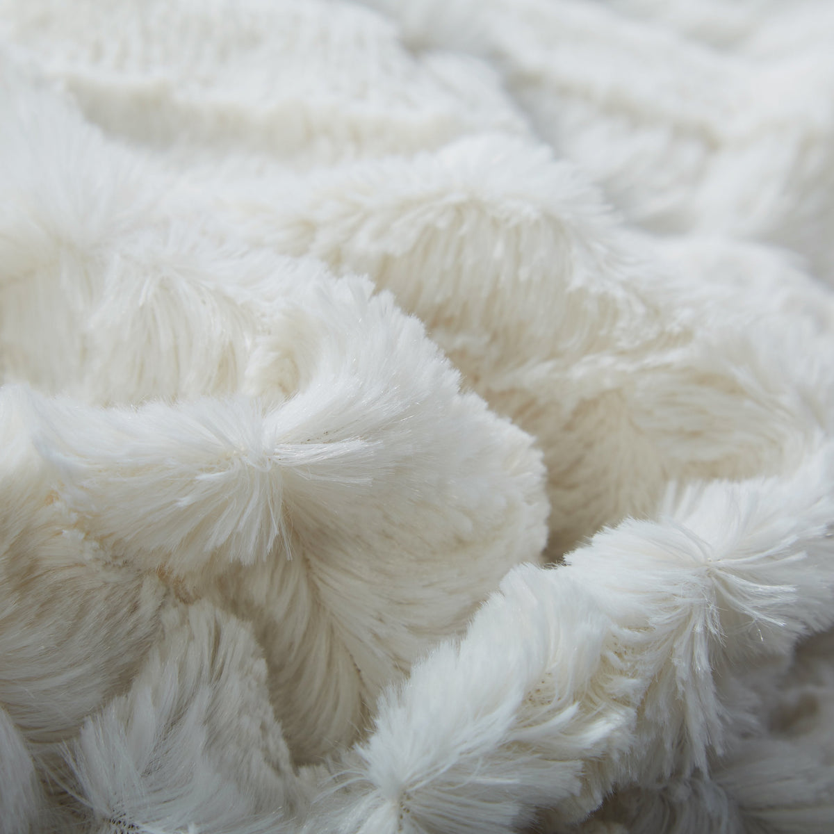 Ivory Faux Fur Sherpa Throw Blanket